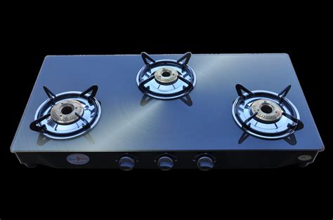 three burner gas stove glass top